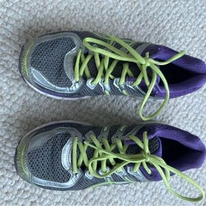 Asics Gray and Purple Athletic Shoes with Mesh Ventilation